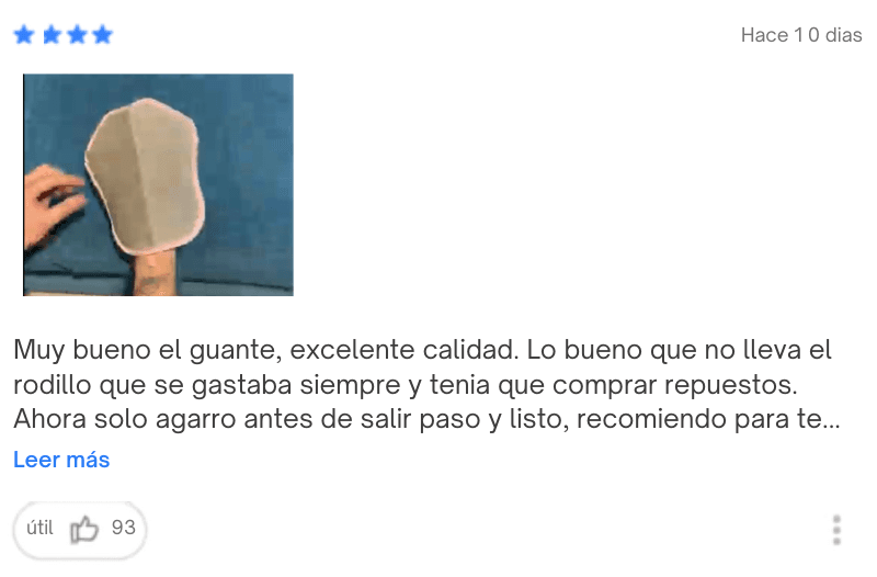 Reseña de un cliente en MercadoLibre