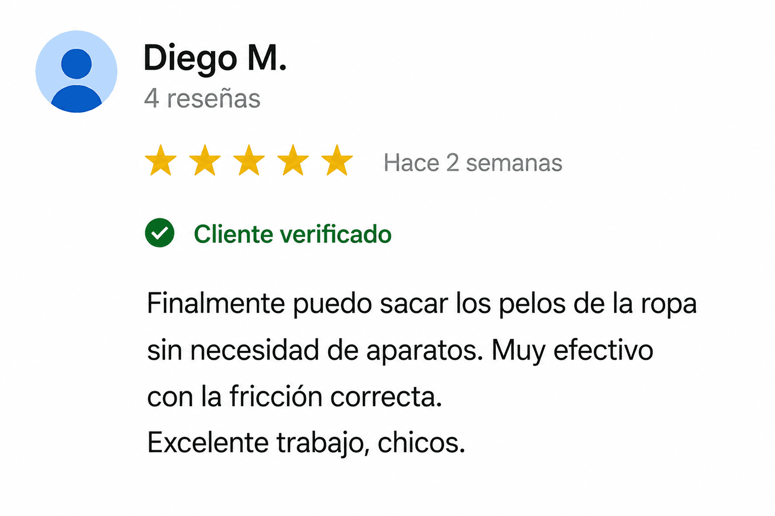 Reseña de un cliente en MercadoLibre