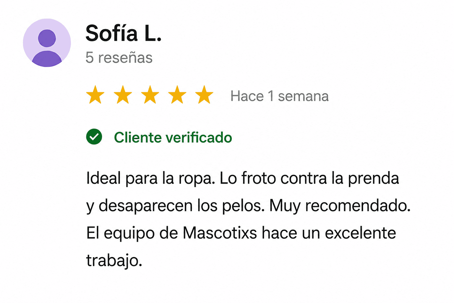 Reseña de un cliente en MercadoLibre