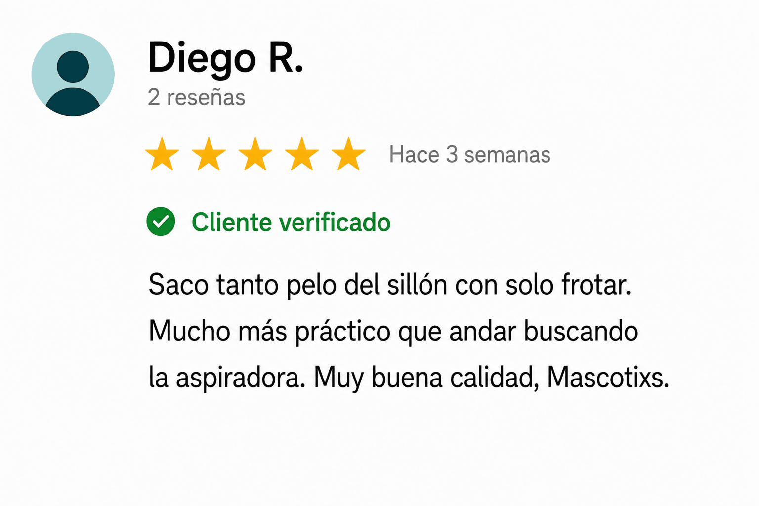 Reseña de un cliente en MercadoLibre