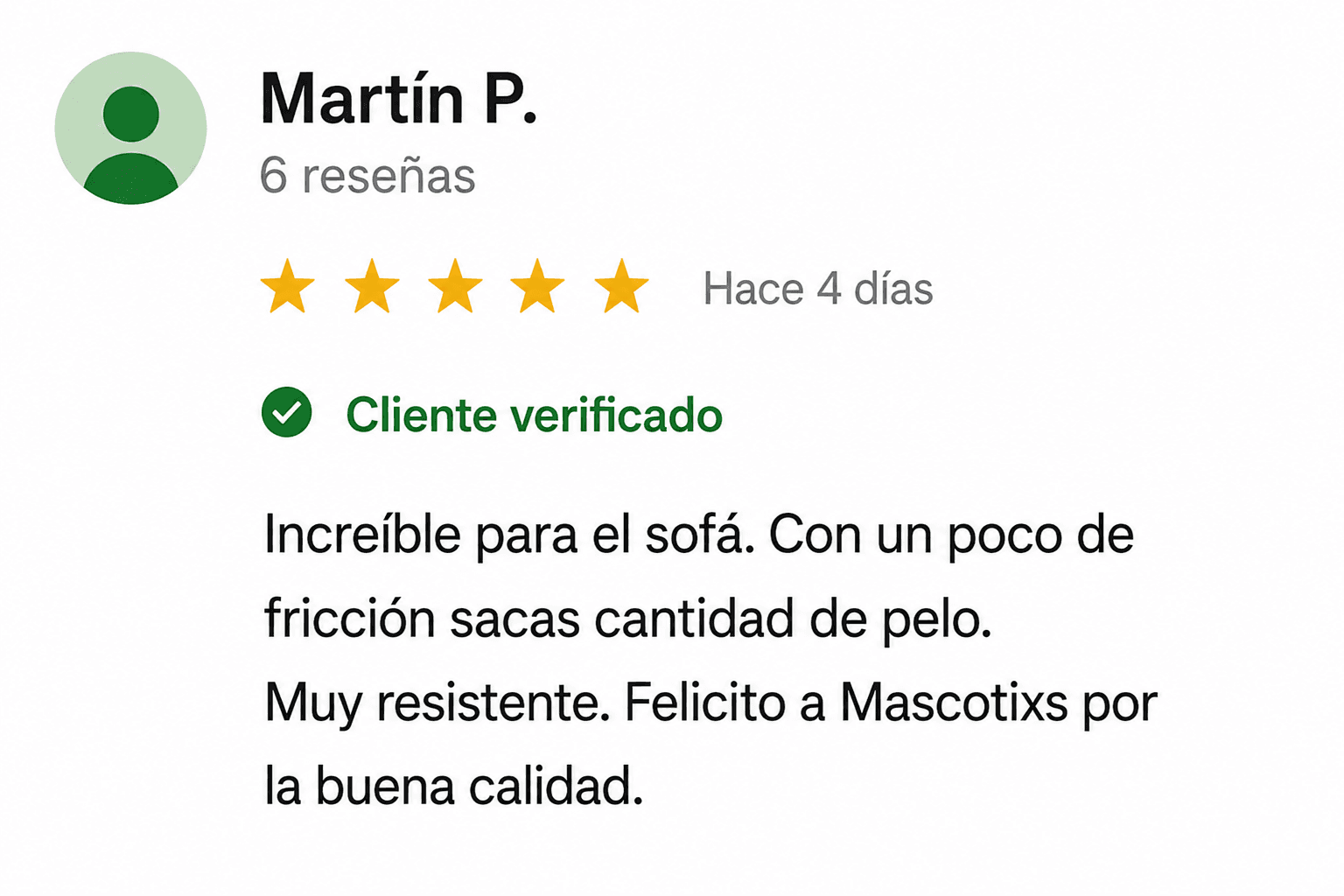 Reseña de un cliente en MercadoLibre