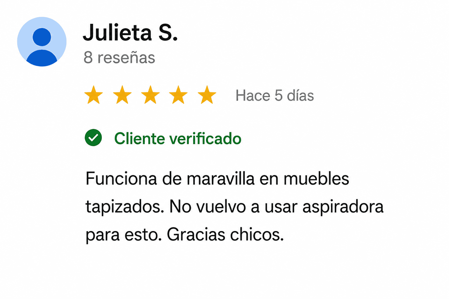 Reseña de un cliente en MercadoLibre